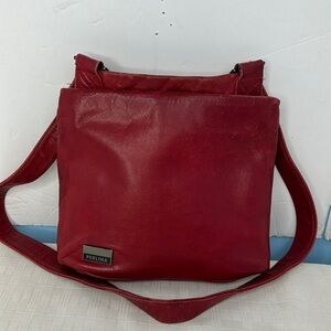 Perlina Deep Red leather messenger style bag